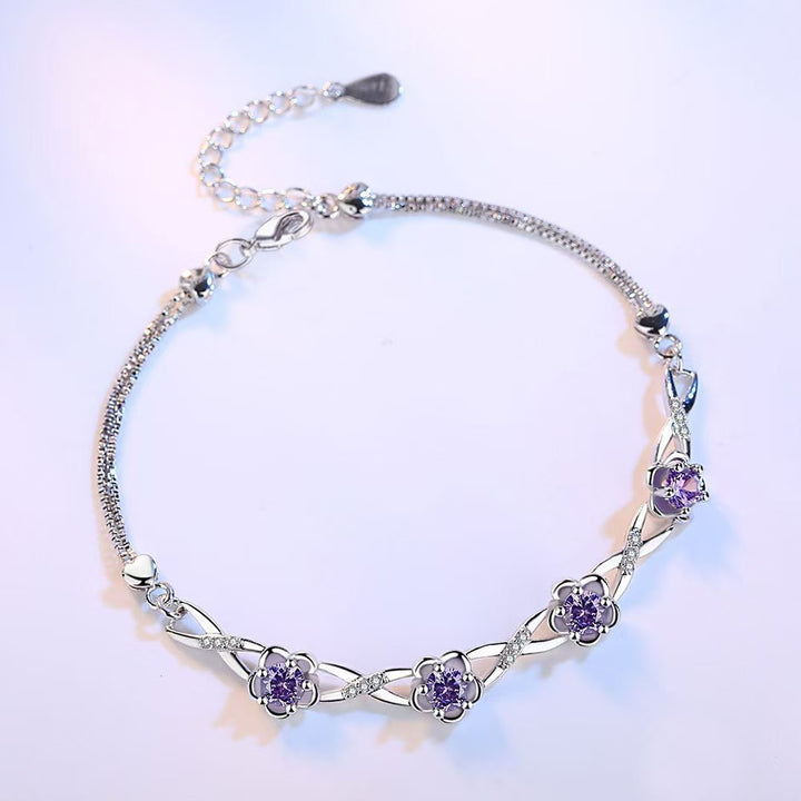Silver Floral Crystal Bracelet