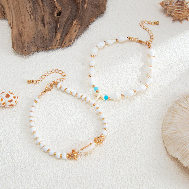 Ocean Charm Layered Anklet Set