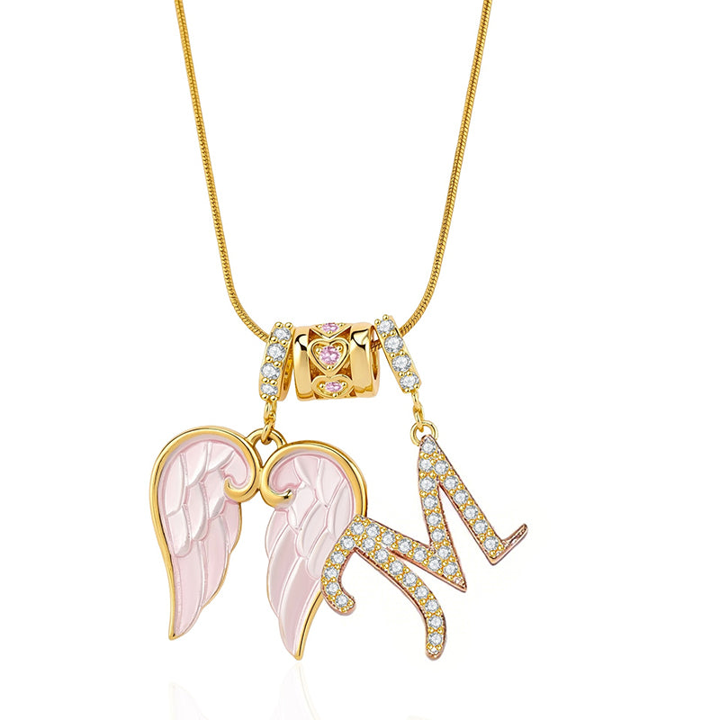 Angel Wings Initial Necklace