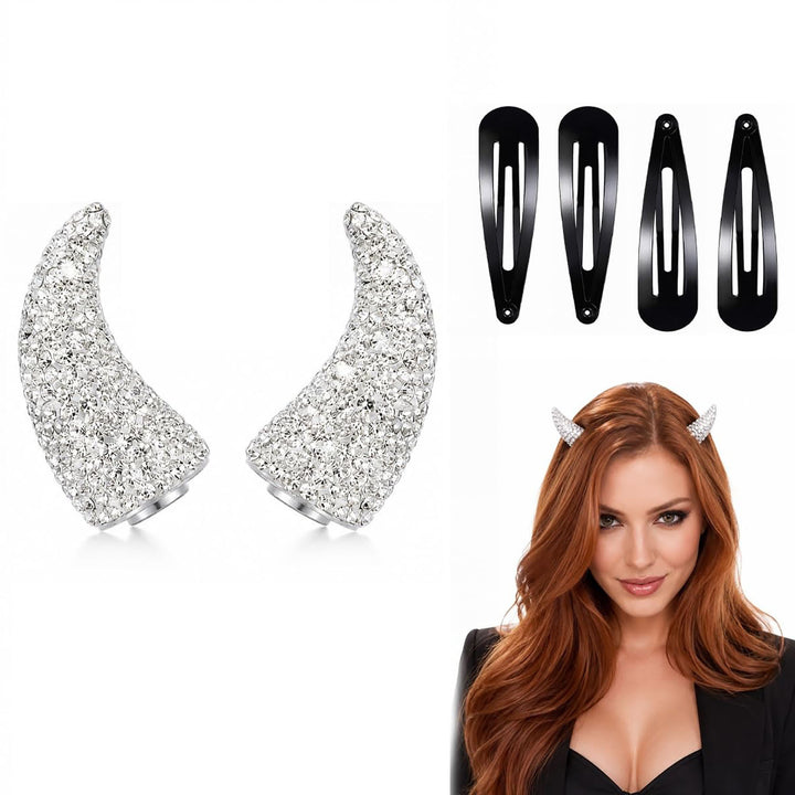 Rhinestone Devil Horn Hair Clips