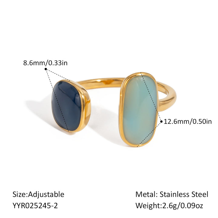 Double Gemstone Adjustable Ring