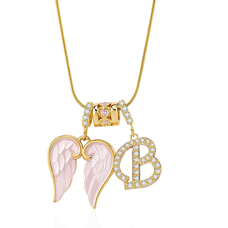 Angel Wings Initial Necklace