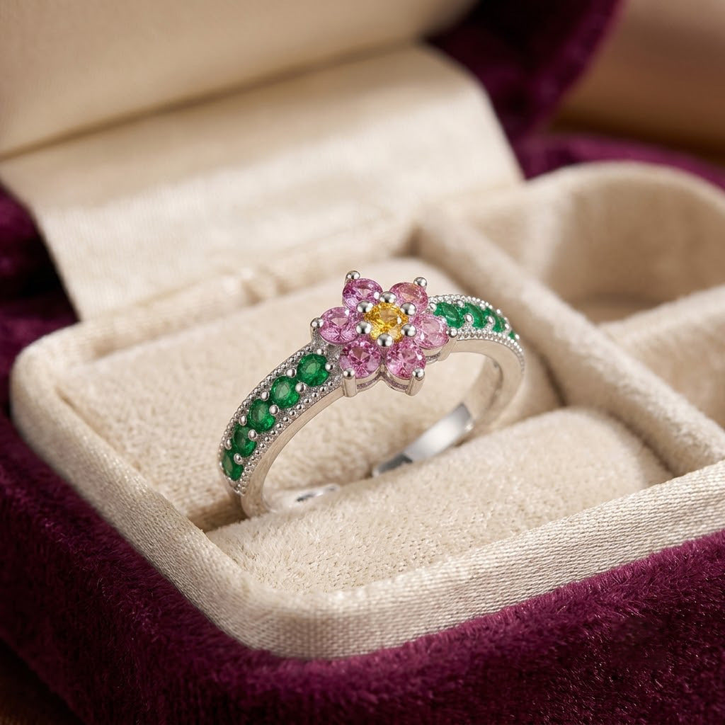 Floral Zircon Ring
