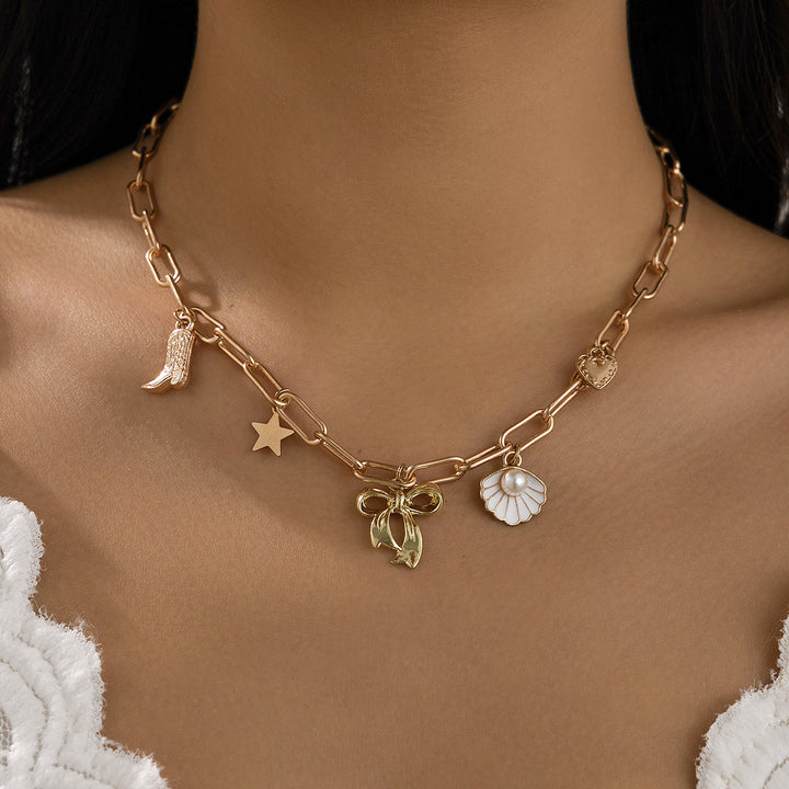 Boho Mixed Charm Pendant Necklace