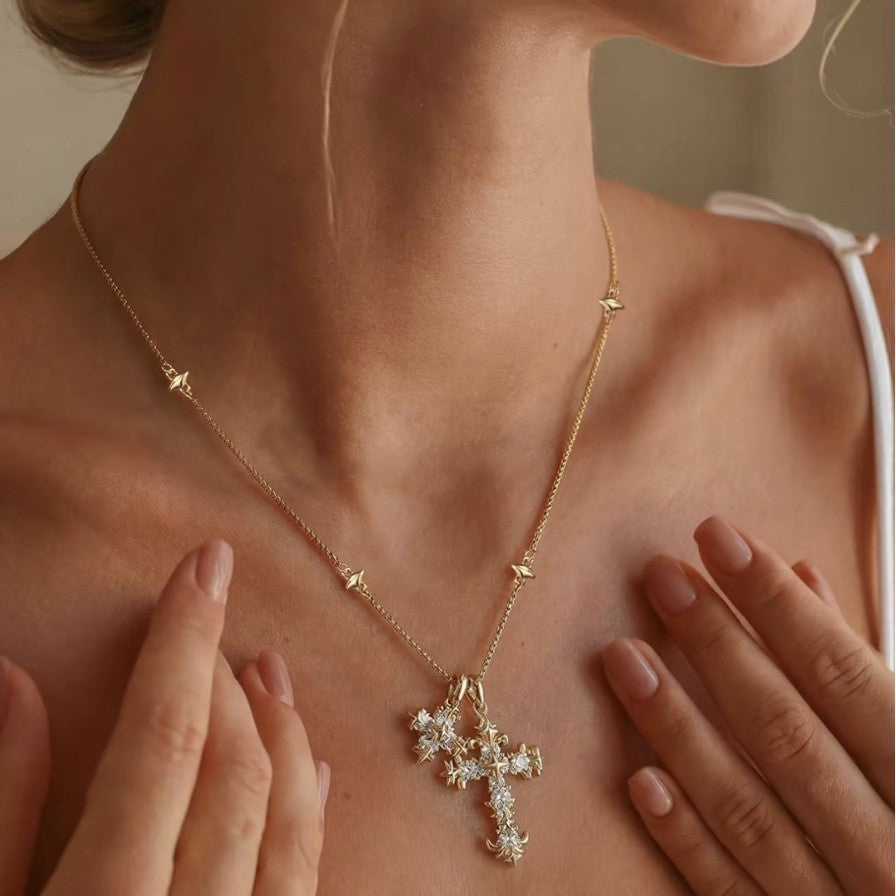 Celestial Cross Zircon Necklace