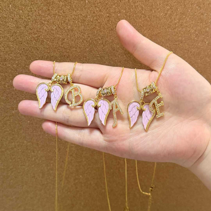 Angel Wings Initial Necklace