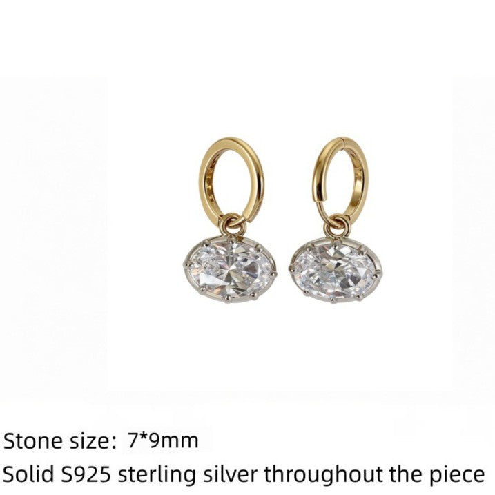 Oval Zircon Hoop Earrings
