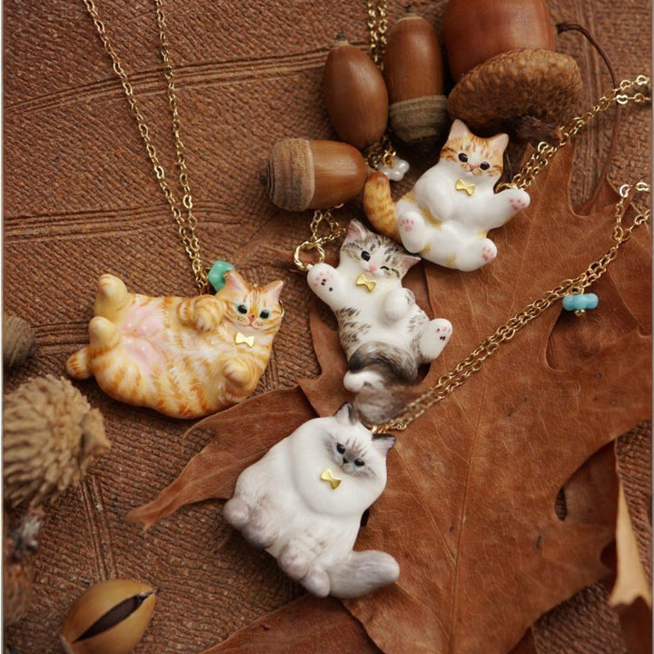 Cute Cat Flower Pendant Necklace