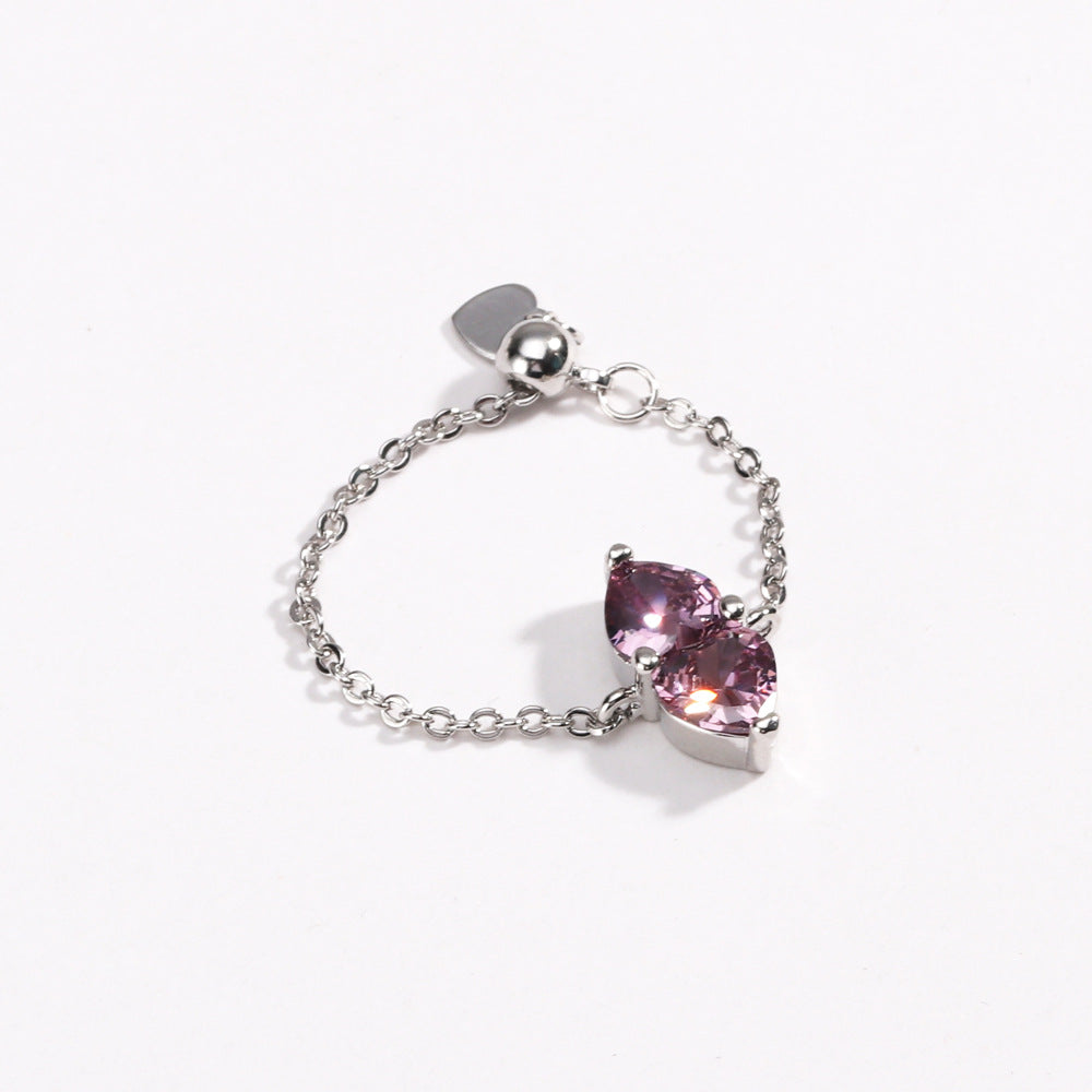 Adjustable Crystal Pull-Chain Ring