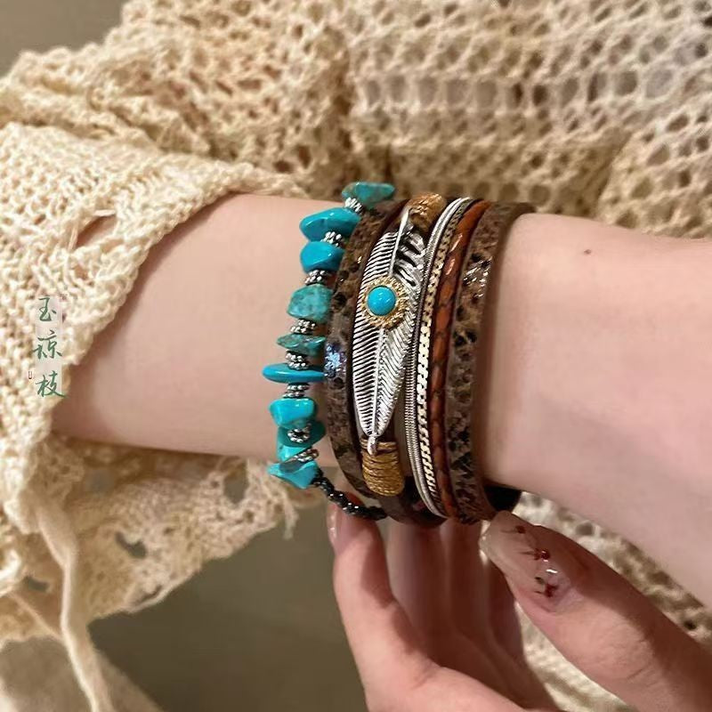 Leopard Print Layered Bangle Set