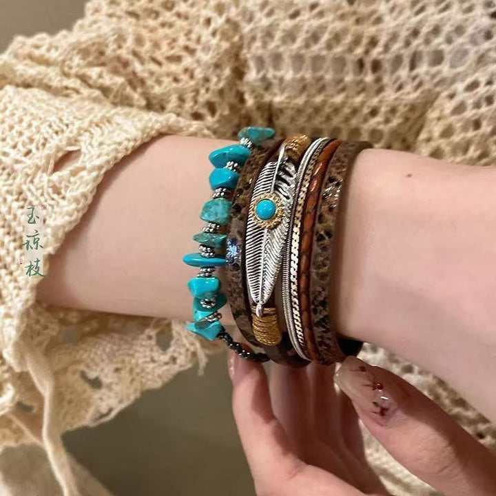 Leopard Print Layered Bangle Set