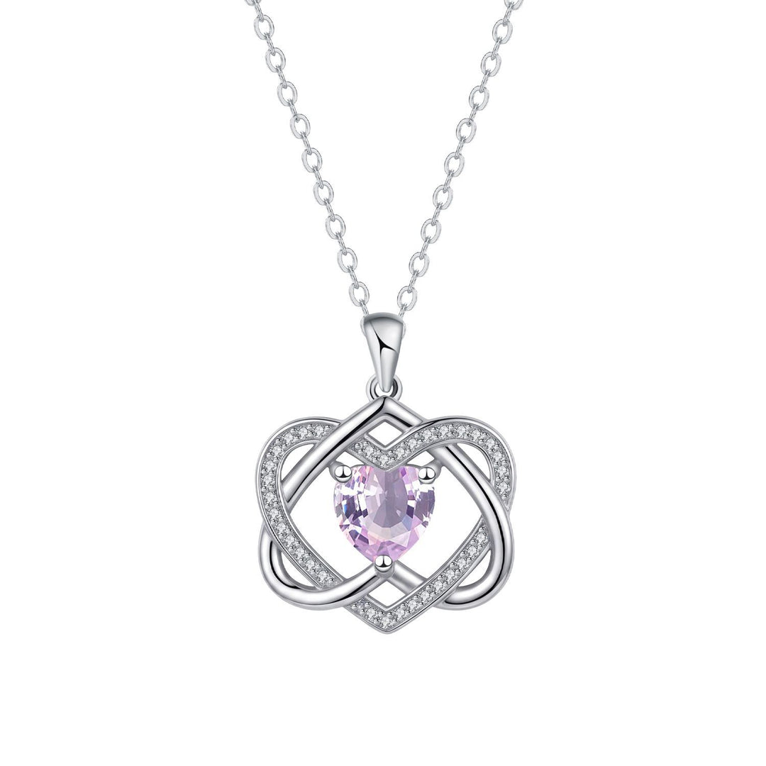 Double Heart Celtic Knot Birthstone Necklace