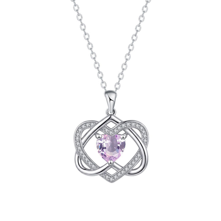 Double Heart Celtic Knot Birthstone Necklace