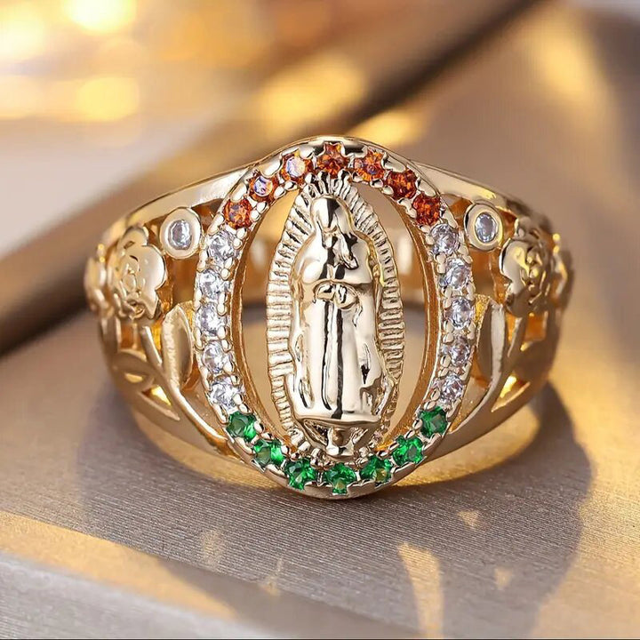 Vintage Virgin Mary Zircon Ring