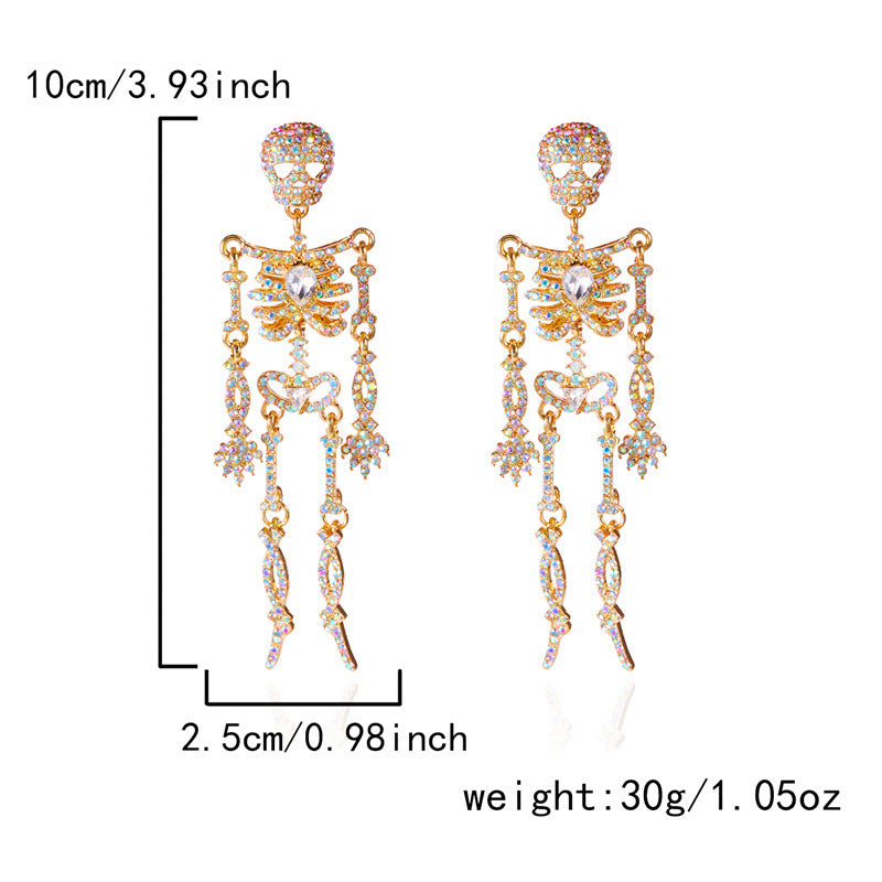 Cubic Zirconia Skeleton Drop Earrings