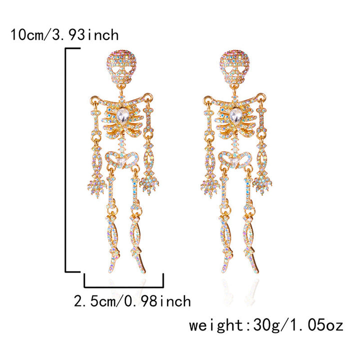 Cubic Zirconia Skeleton Drop Earrings