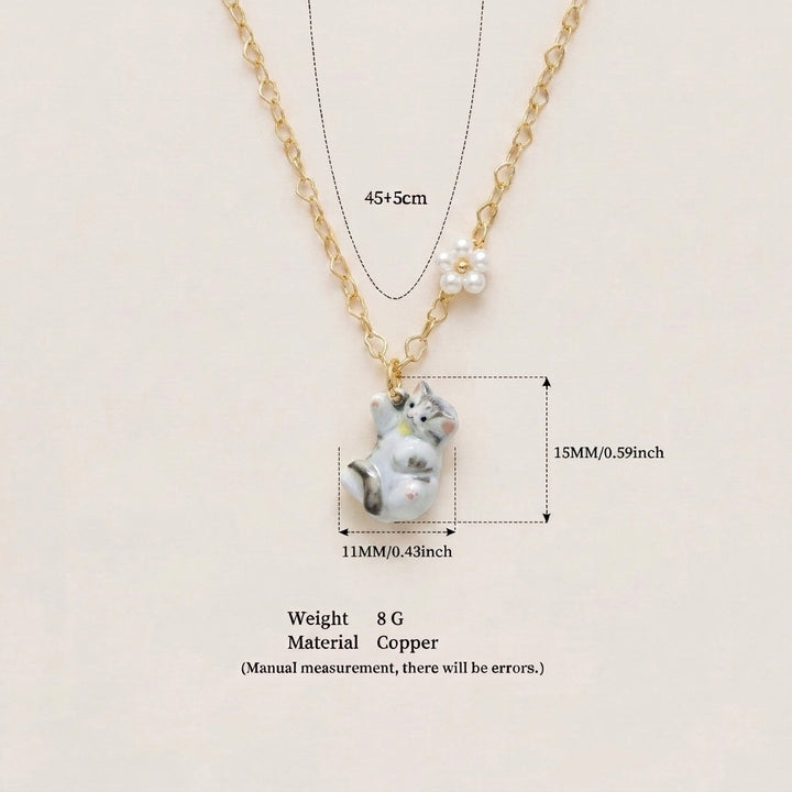 Cute Cat Flower Pendant Necklace