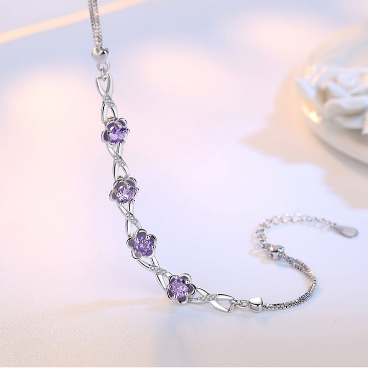 Silver Floral Crystal Bracelet