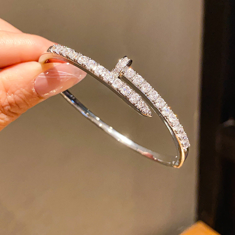 Zircon Nail Cuff Bracelet