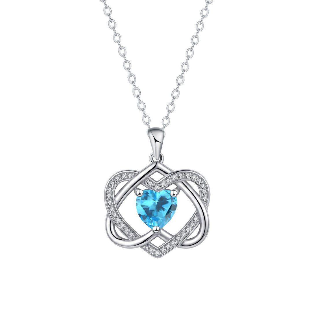 Double Heart Celtic Knot Birthstone Necklace