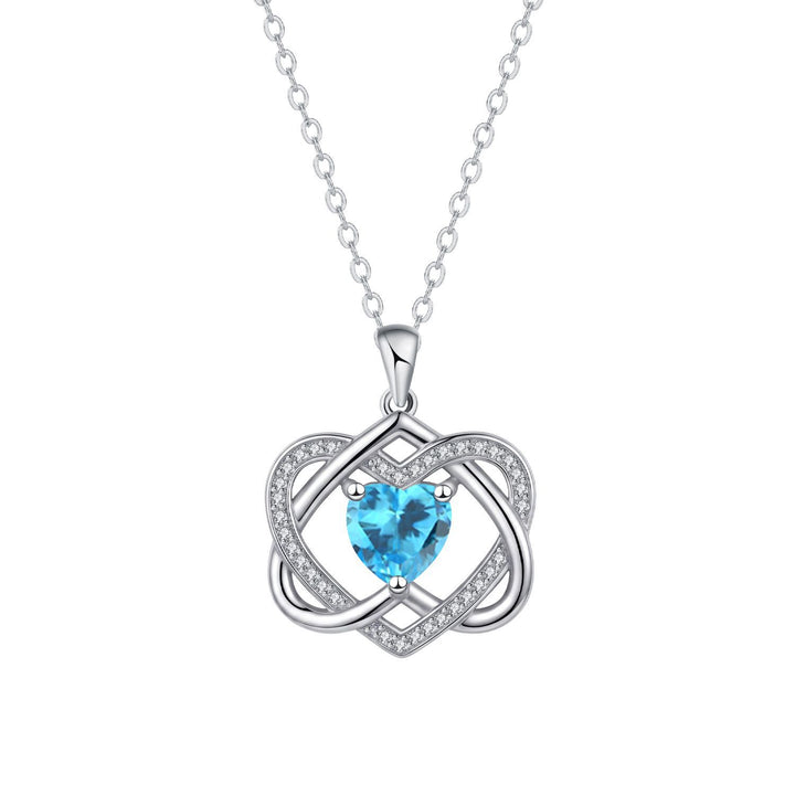 Double Heart Celtic Knot Birthstone Necklace