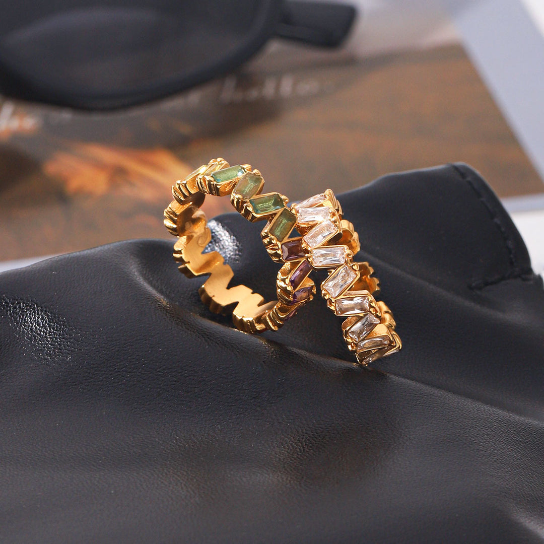 Multicolor Baguette CZ Ring