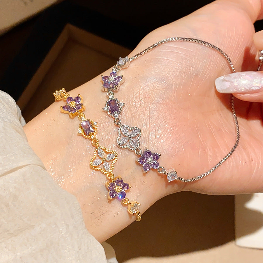 Purple Floral Zircon Bracelet
