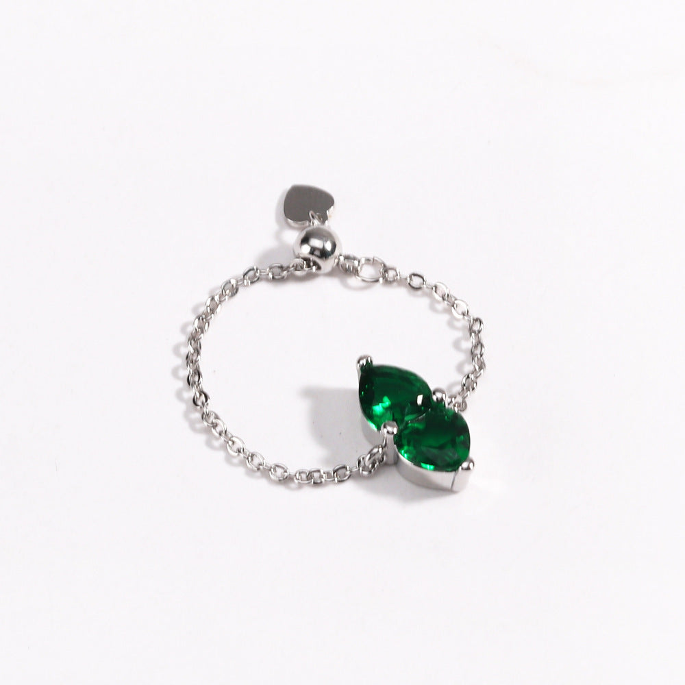 Adjustable Crystal Pull-Chain Ring