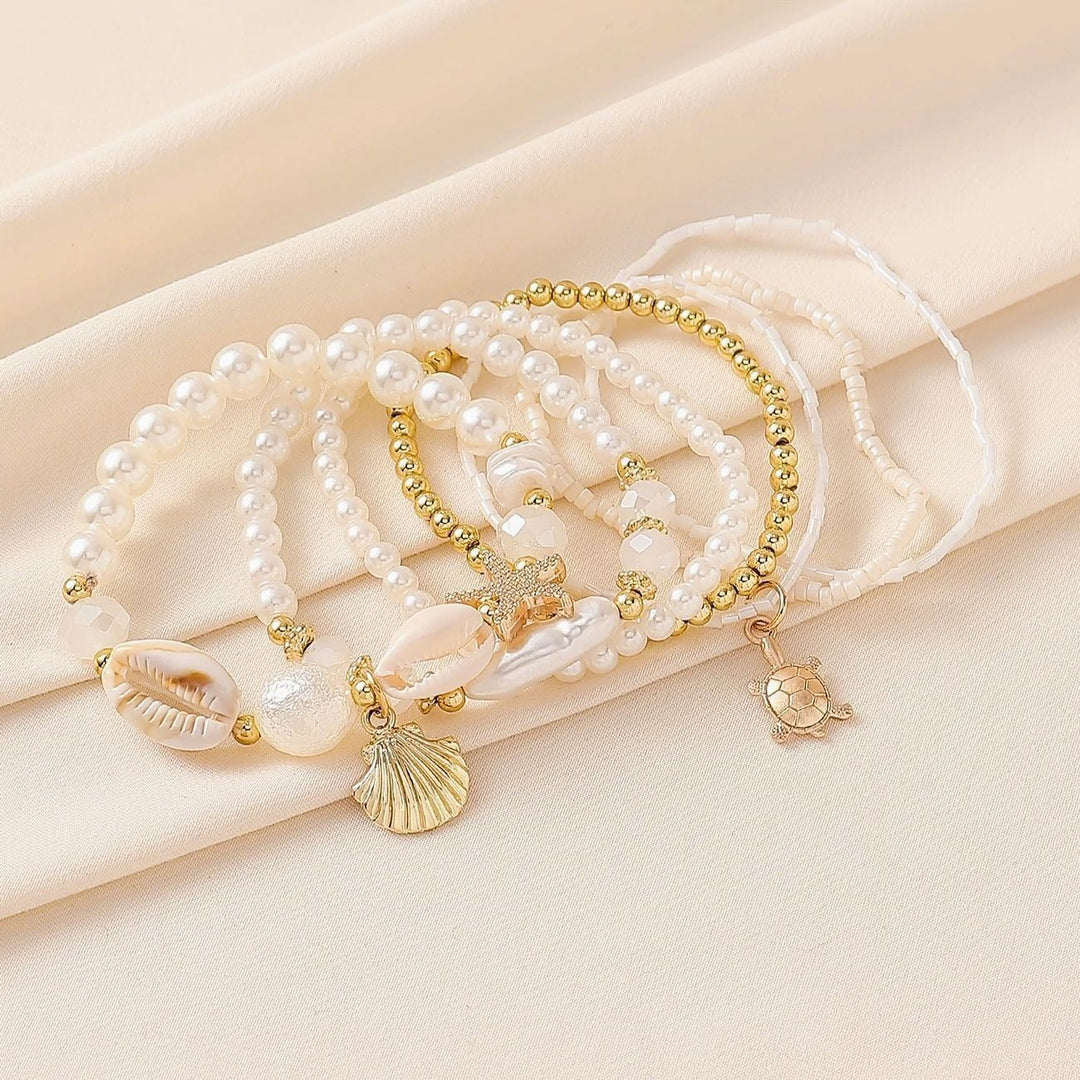 Ocean Pearl Charm Bracelet Set