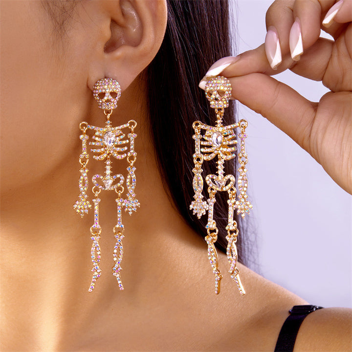 Cubic Zirconia Skeleton Drop Earrings