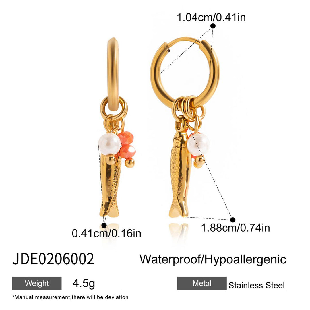 Gold Fish Pendant Necklace &amp; Earrings Set