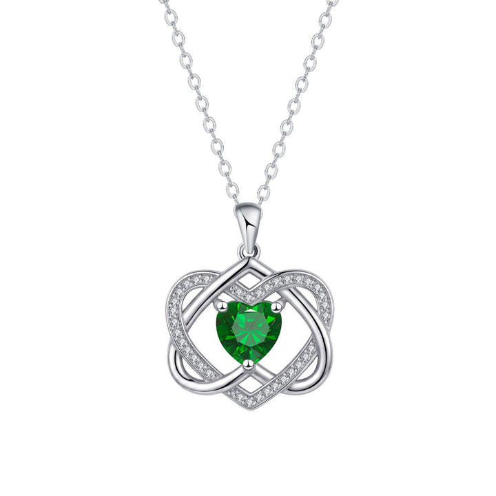 Double Heart Celtic Knot Birthstone Necklace