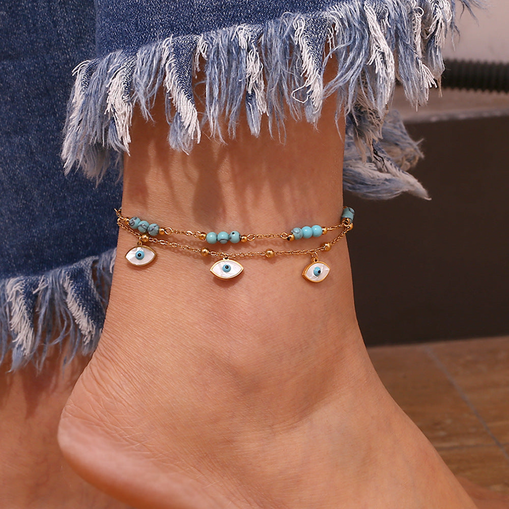 Evil Eye Beaded Anklet
