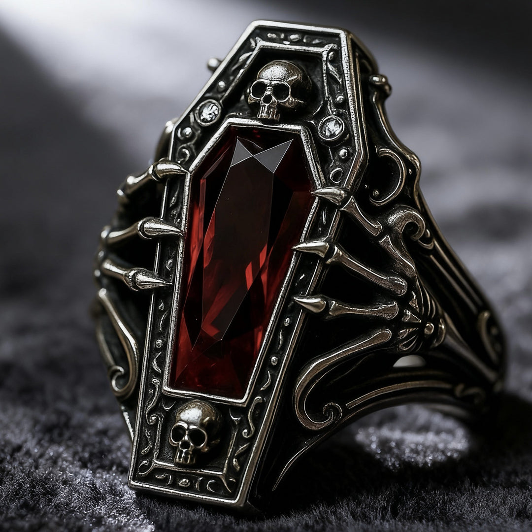 Gothic Coffin Skull Ring