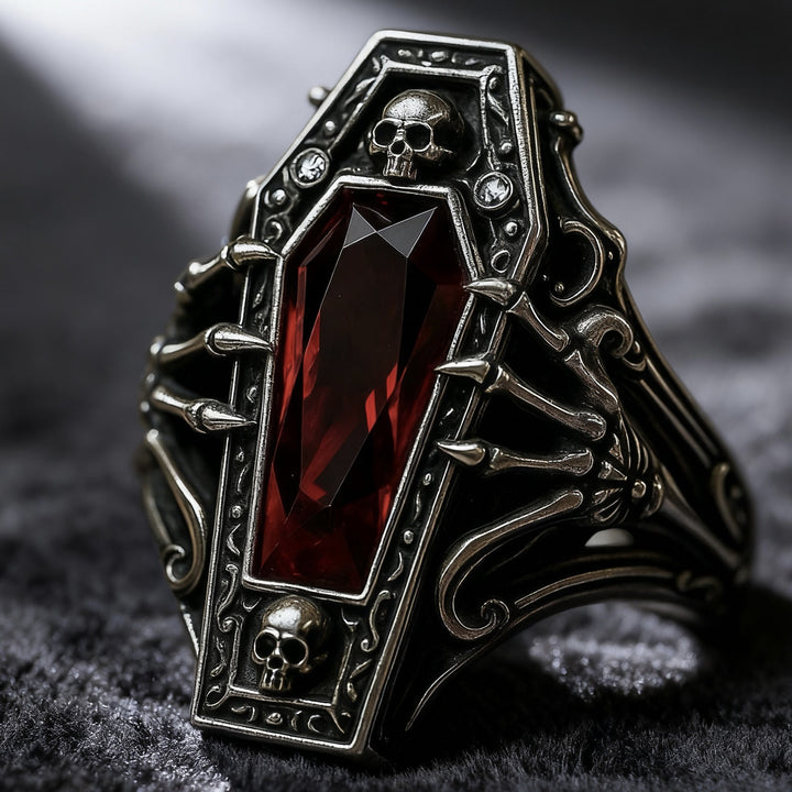 Gothic Coffin Skull Ring