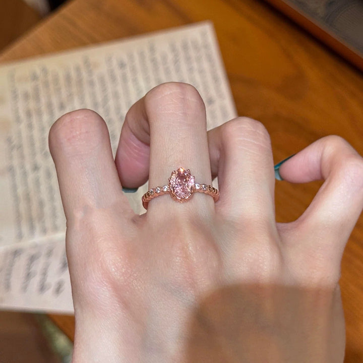 Oval Pink Crystal Ring