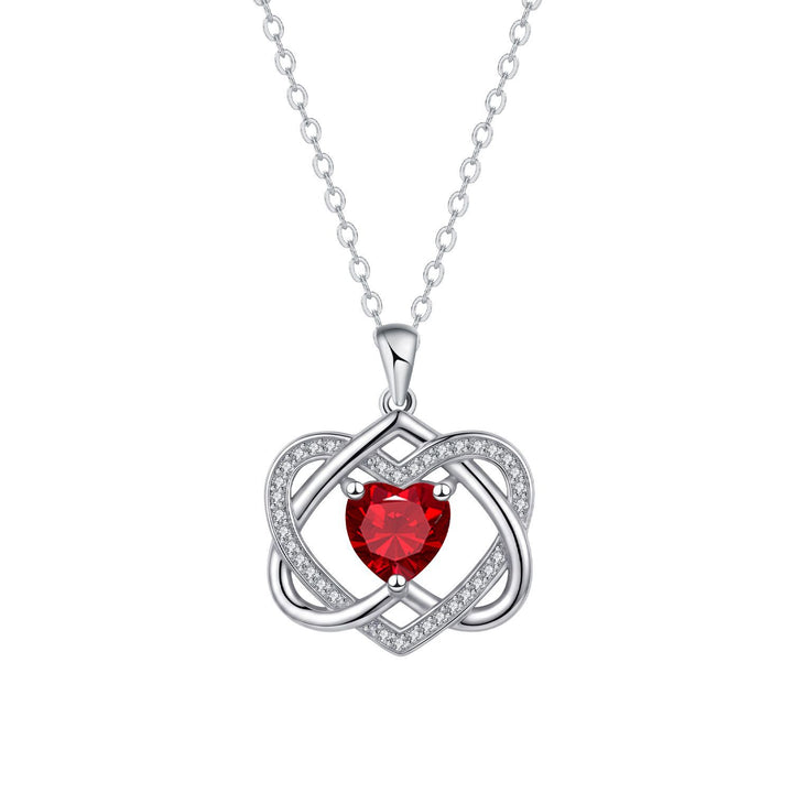 Double Heart Celtic Knot Birthstone Necklace