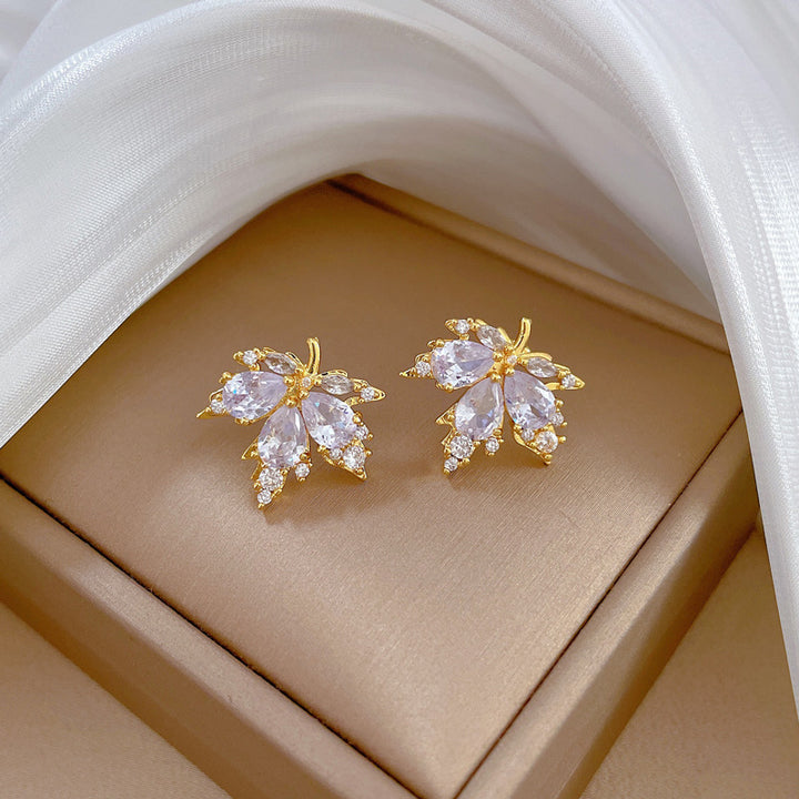 Maple Leaf Crystal Necklace &amp; Earrings
