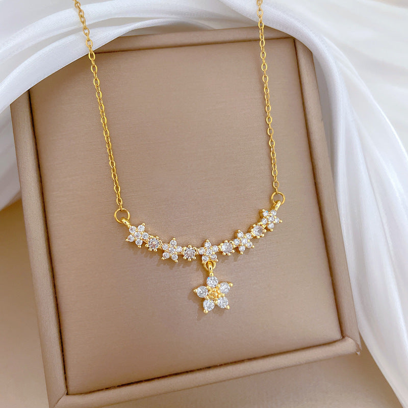 Cubic Zirconia Flower Necklace