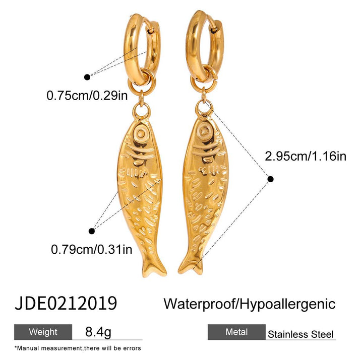 Gold Fish Pendant Necklace &amp; Earrings Set
