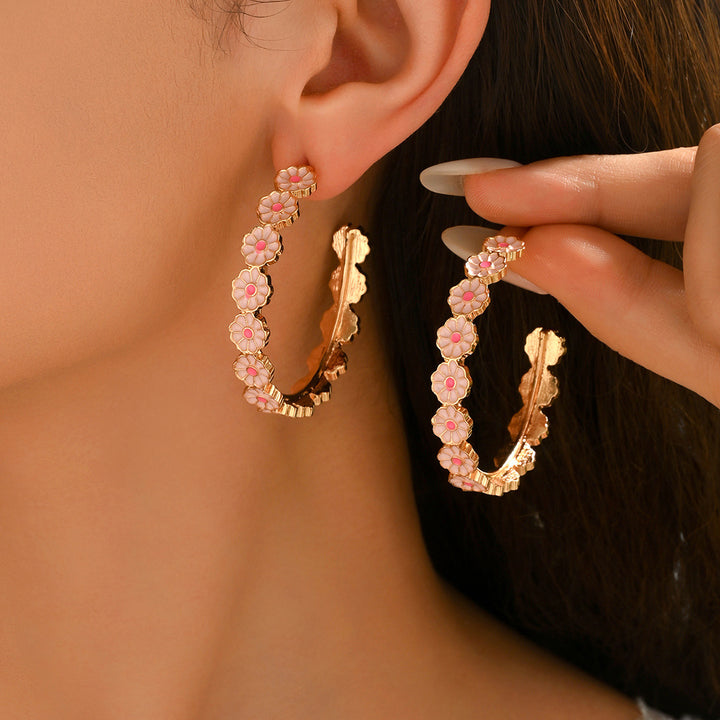 Colorful Floral Hoop Earrings
