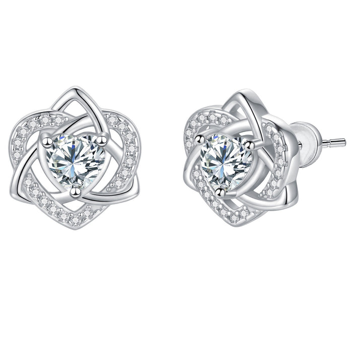 Heart Celtic Knot Birthstone Stud Earrings