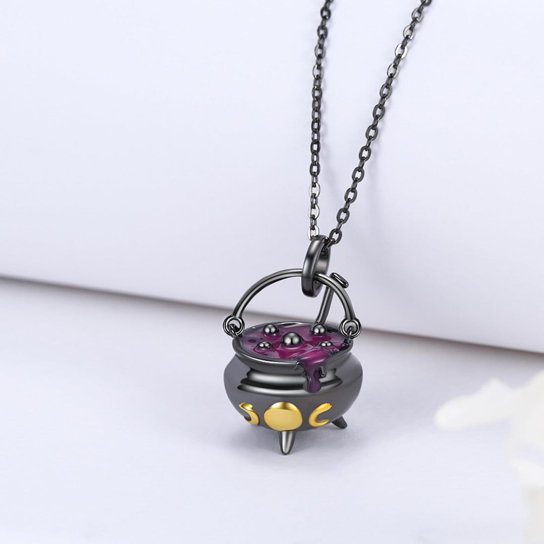Witch Cauldron Halloween Pendant Necklace