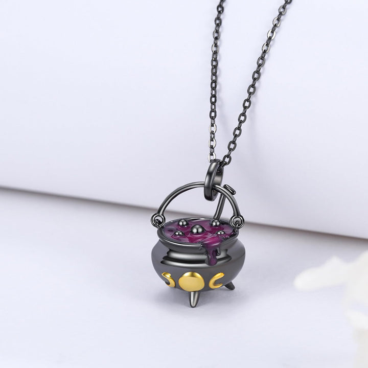 Witch Cauldron Halloween Pendant Necklace