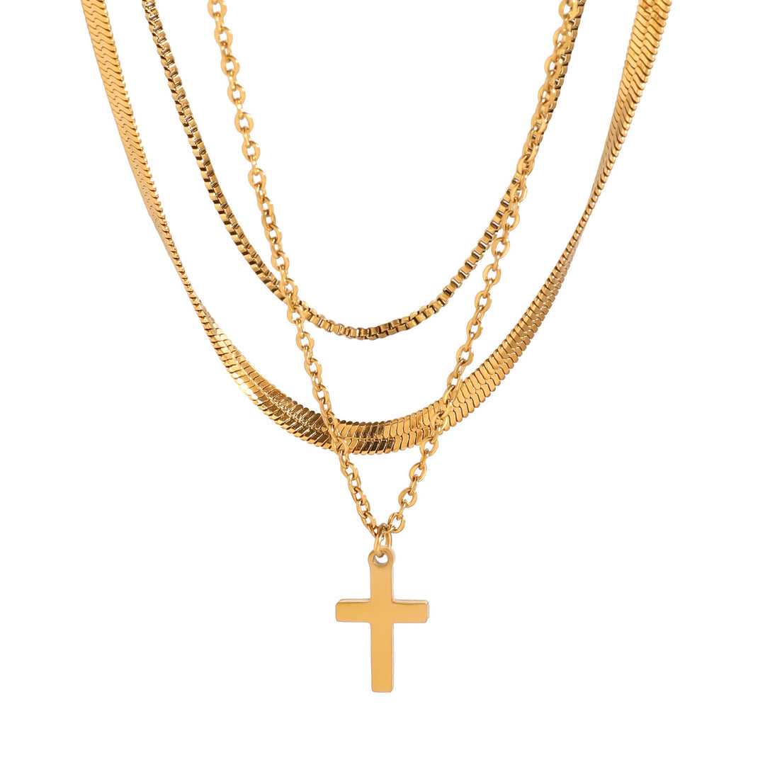 Layered Gold Cross Necklace