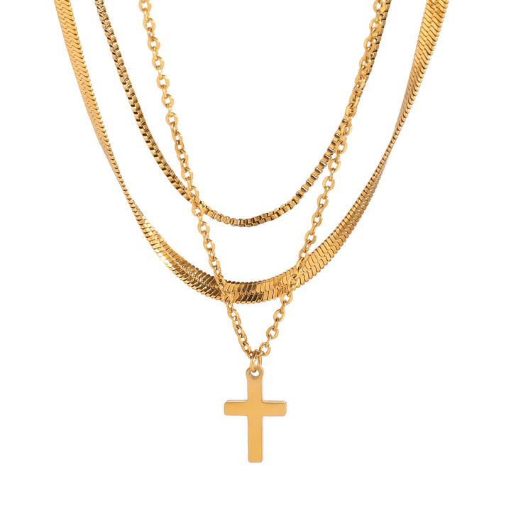 Layered Gold Cross Necklace