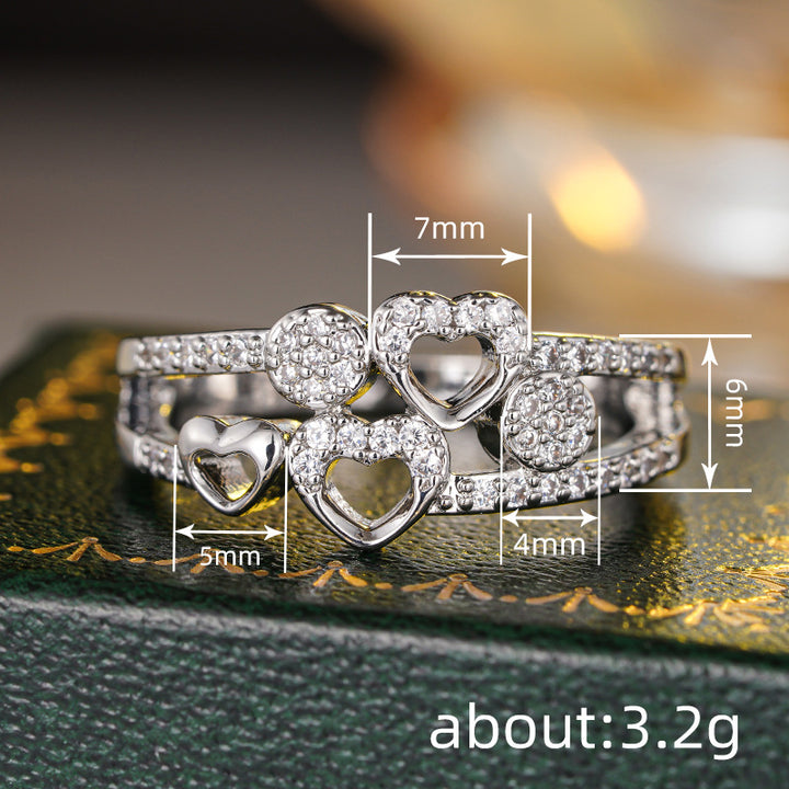 Double Heart Crystal Ring