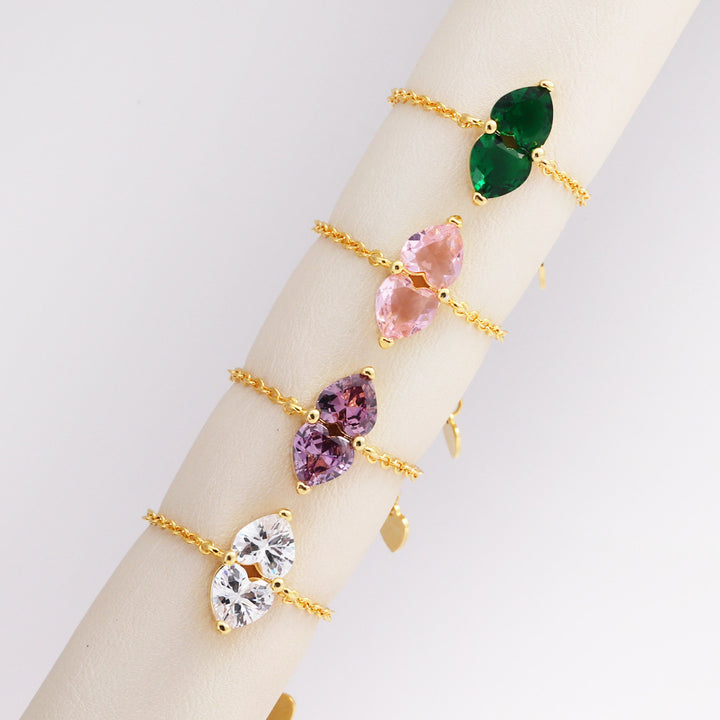 Adjustable Crystal Pull-Chain Ring