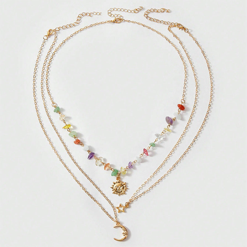 Celestial Layered Gemstone Necklace