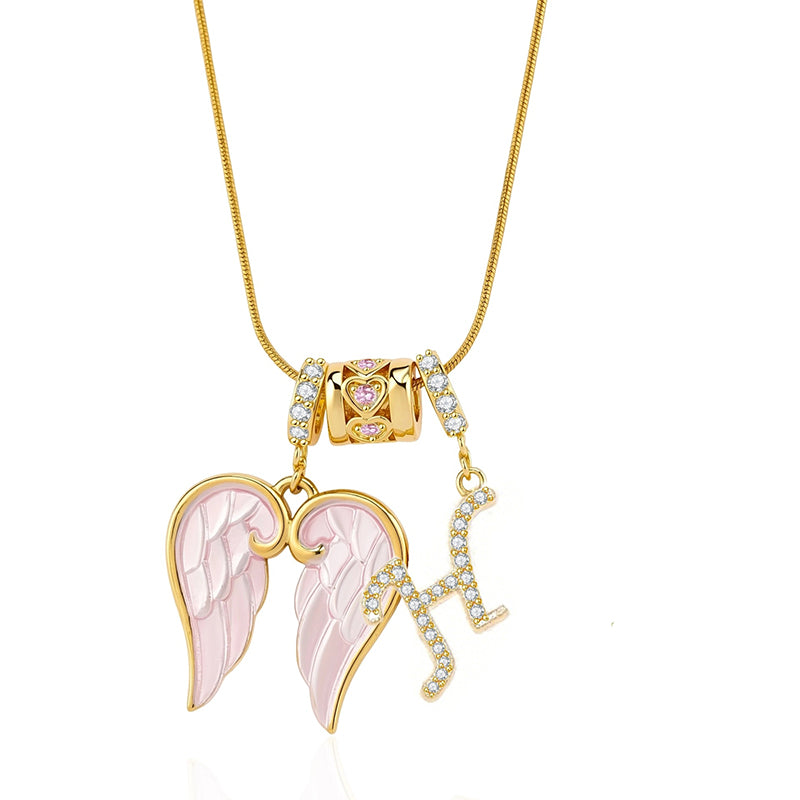 Angel Wings Initial Necklace